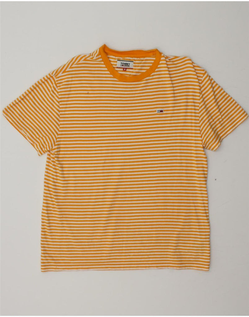TOMMY HILFIGER Mens T-Shirt Top Medium Yellow Striped Cotton Vintage Tommy Hilfiger and Second-Hand Tommy Hilfiger from Messina Hembry 