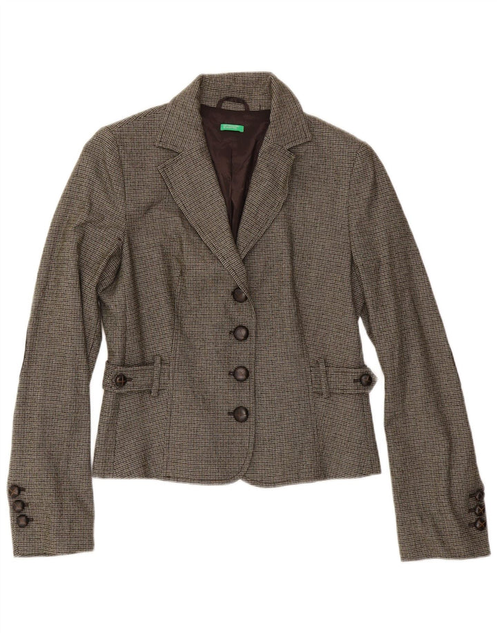 Benetton Costume 2 Pièces Femme IT 44 Medium W32 L31 Vert Pied-de-Poule