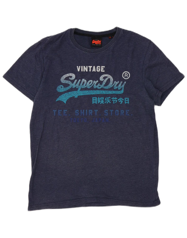 Superdry Homme T-Shirt Graphique Haut Large Bleu Marine Moucheté Coton