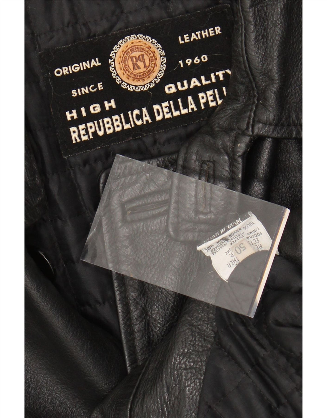 VINTAGE Veste en cuir homme IT 50 Grand cuir noir