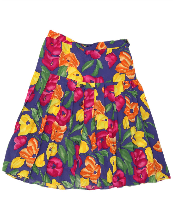 jupe plissée femme vintage W34 Grande viscose florale multicolore