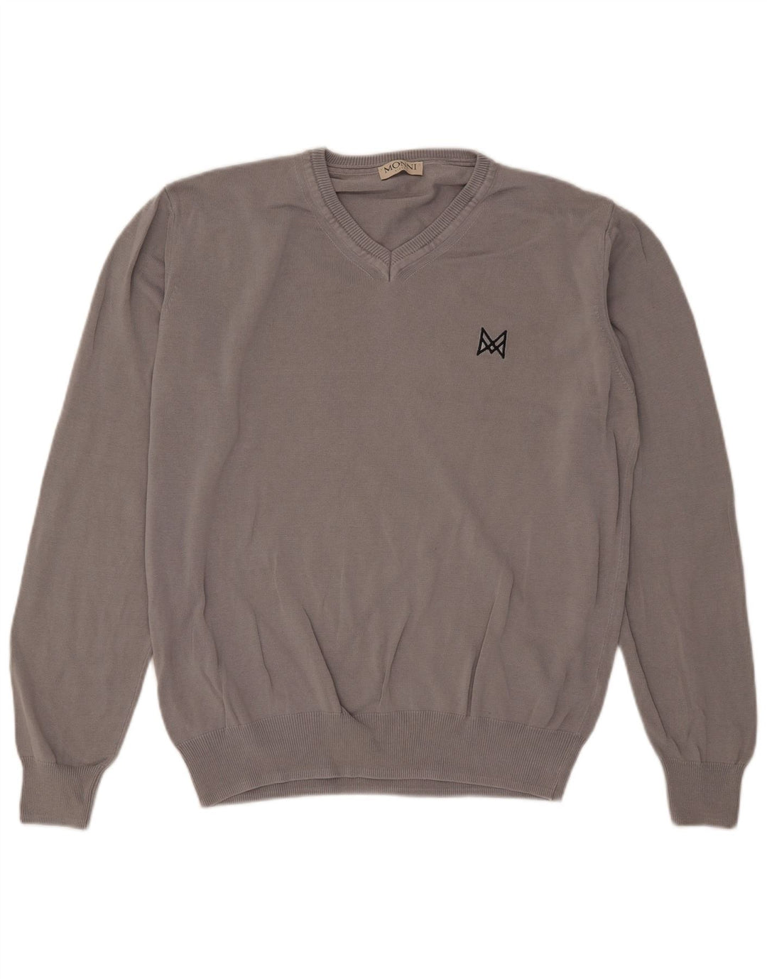 vintage Mens V-Col Jumper Pull Grand Coton Gris