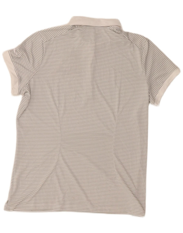 Nike Polo graphique Dri Fit pour femme UK 20 2XL Blanc à fines rayures Polyester