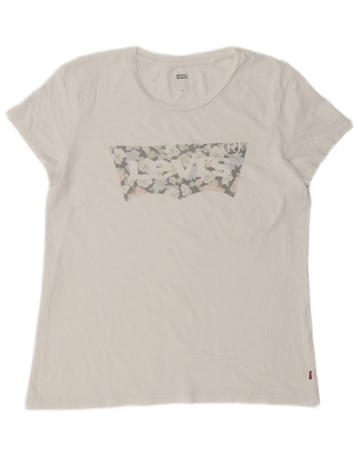 Levi's T-Shirt Graphique Femme UK 16 Large Blanc