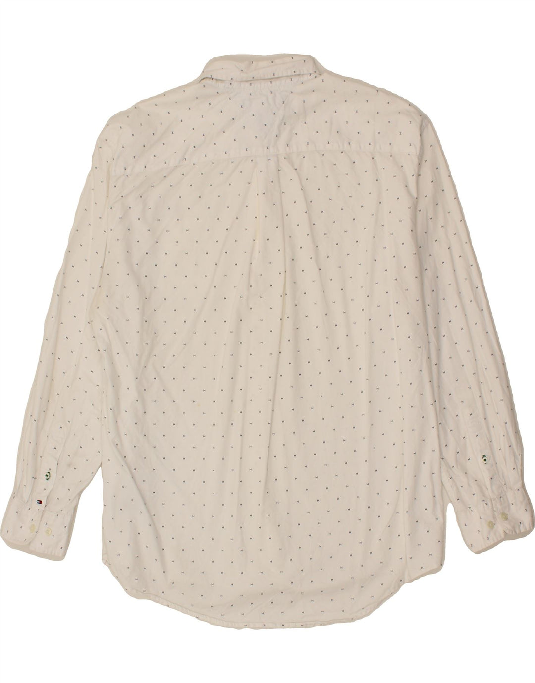TOMMY HILFIGER Mens Shirt 2XL White Spotted Cotton Vintage Tommy Hilfiger and Second-Hand Tommy Hilfiger from Messina Hembry 