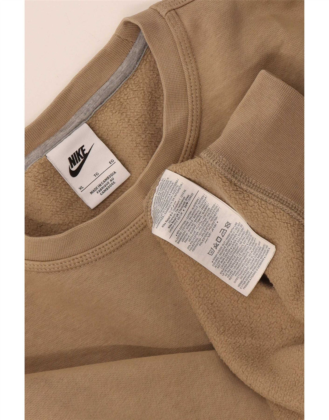 Nike Sweat-shirt coupe classique pour homme XL en coton beige