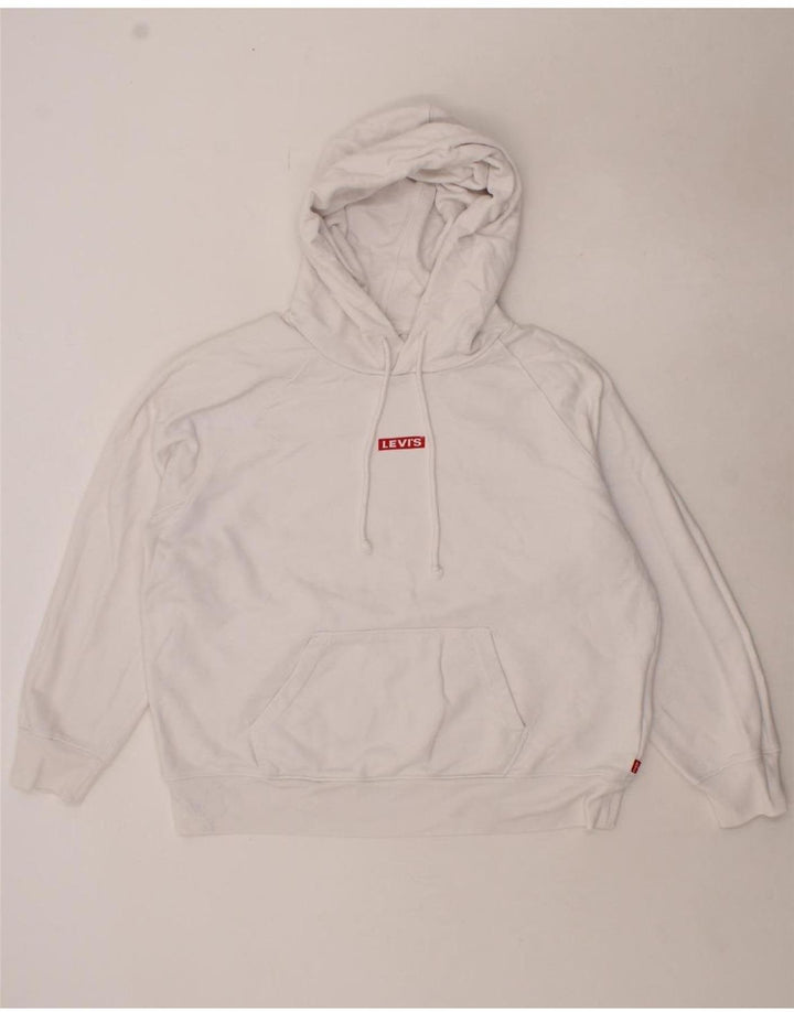 LEVI'S Womens Oversized Hoodie Jumper UK 16 Large White Cotton Vintage Levi's and Second-Hand Levi's from Messina Hembry 