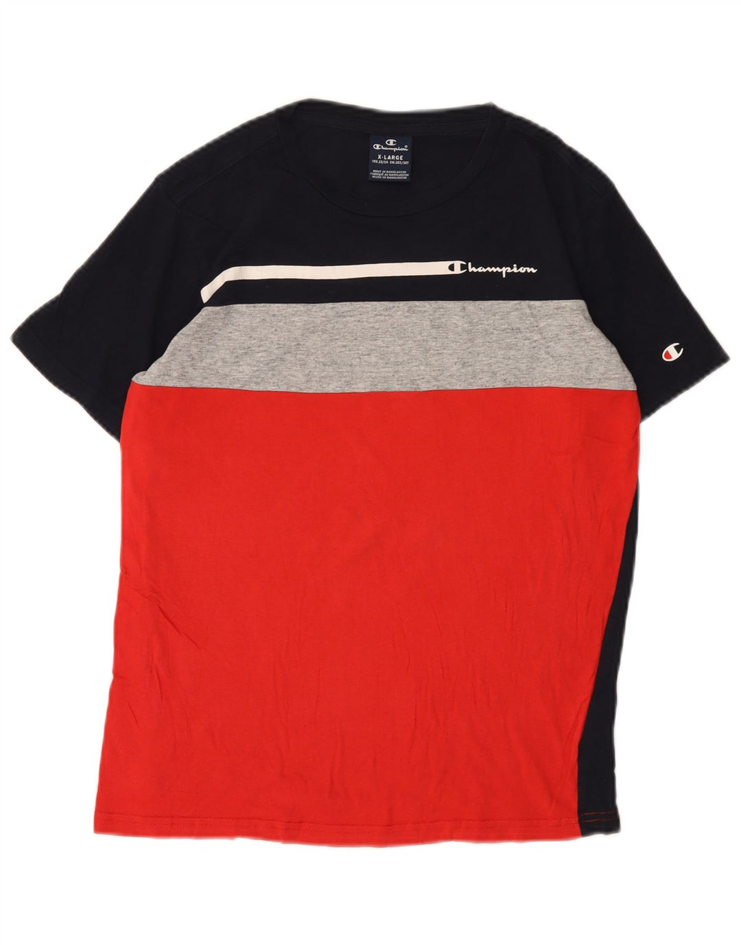 CHAMPION T-Shirt Garçon 13-14 Ans XL Noir Colourblock Coton