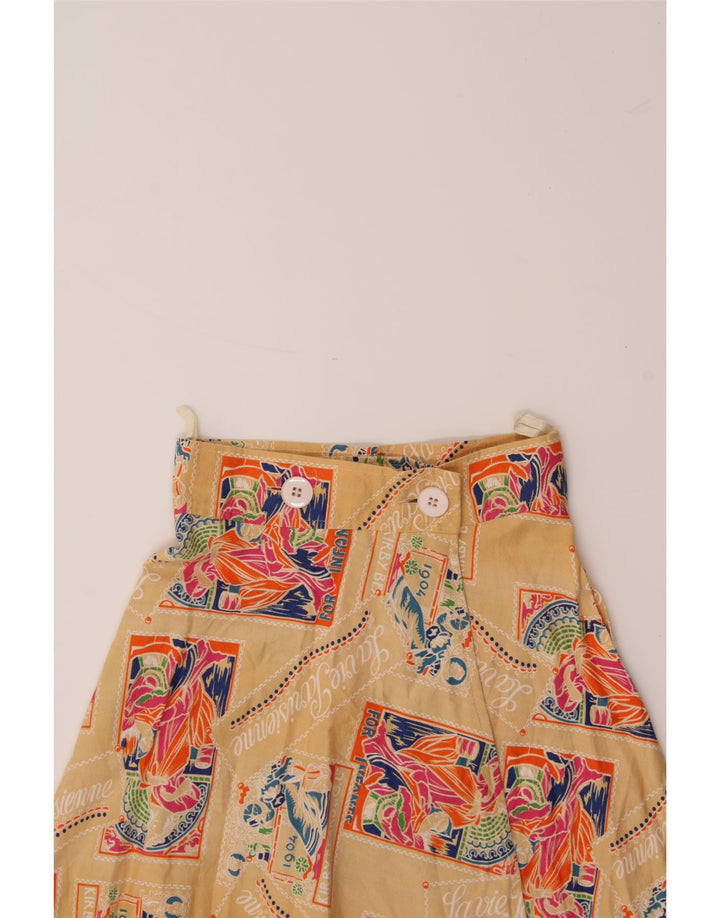 VINTAGE Womens Flared Skirt W22 Beige Patchwork Vintage Vintage and Second-Hand Vintage from Messina Hembry 