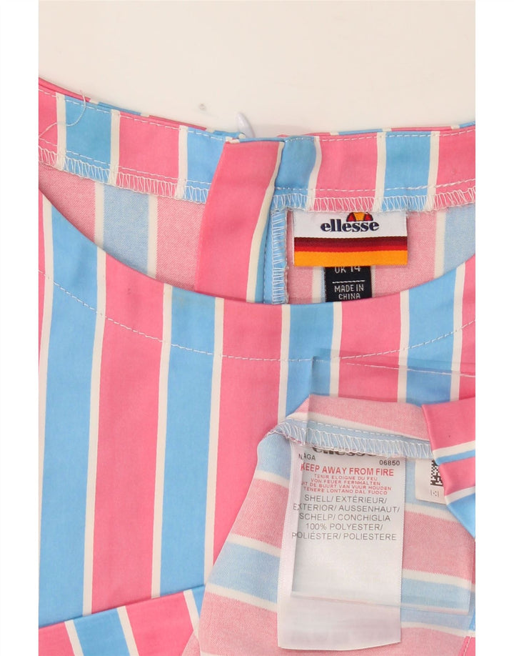 ELLESSE Womens Loose Fit Crop Top UK 14 Large Pink Striped Polyester Vintage Ellesse and Second-Hand Ellesse from Messina Hembry 