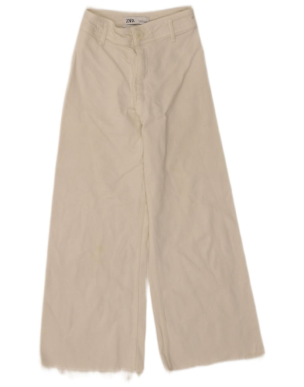 Zara Jean droit taille haute The Marine pour femme EU 34 2XS W24 L24 Blanc cassé