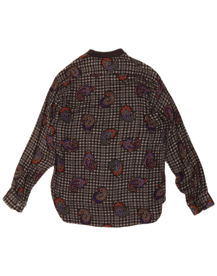 vintage Chemise en flanelle pour hommes Moyen Noir Paisley Viscose