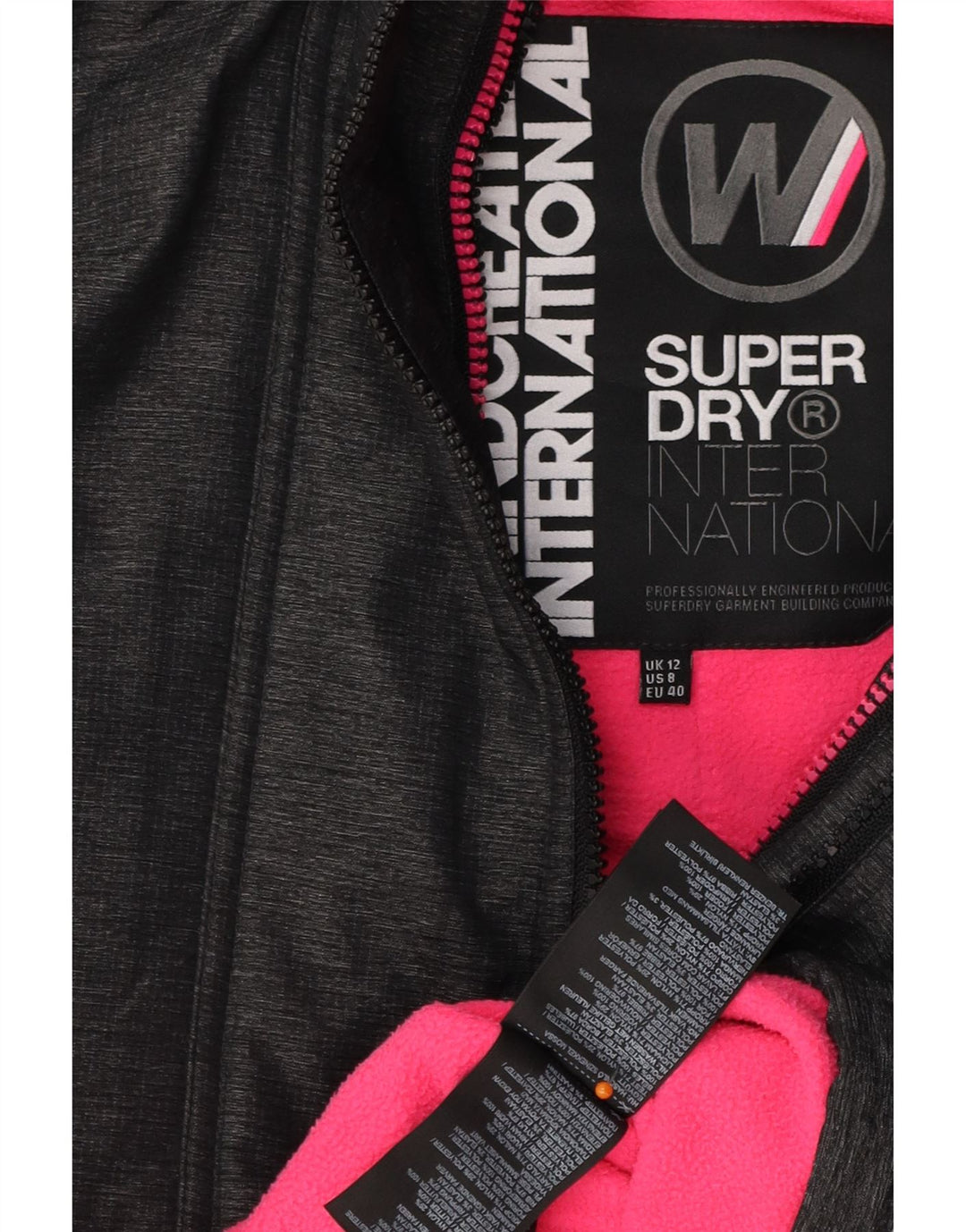 SUPERDRY Veste coupe-vent graphique pour femme UK 12 Gris moyen