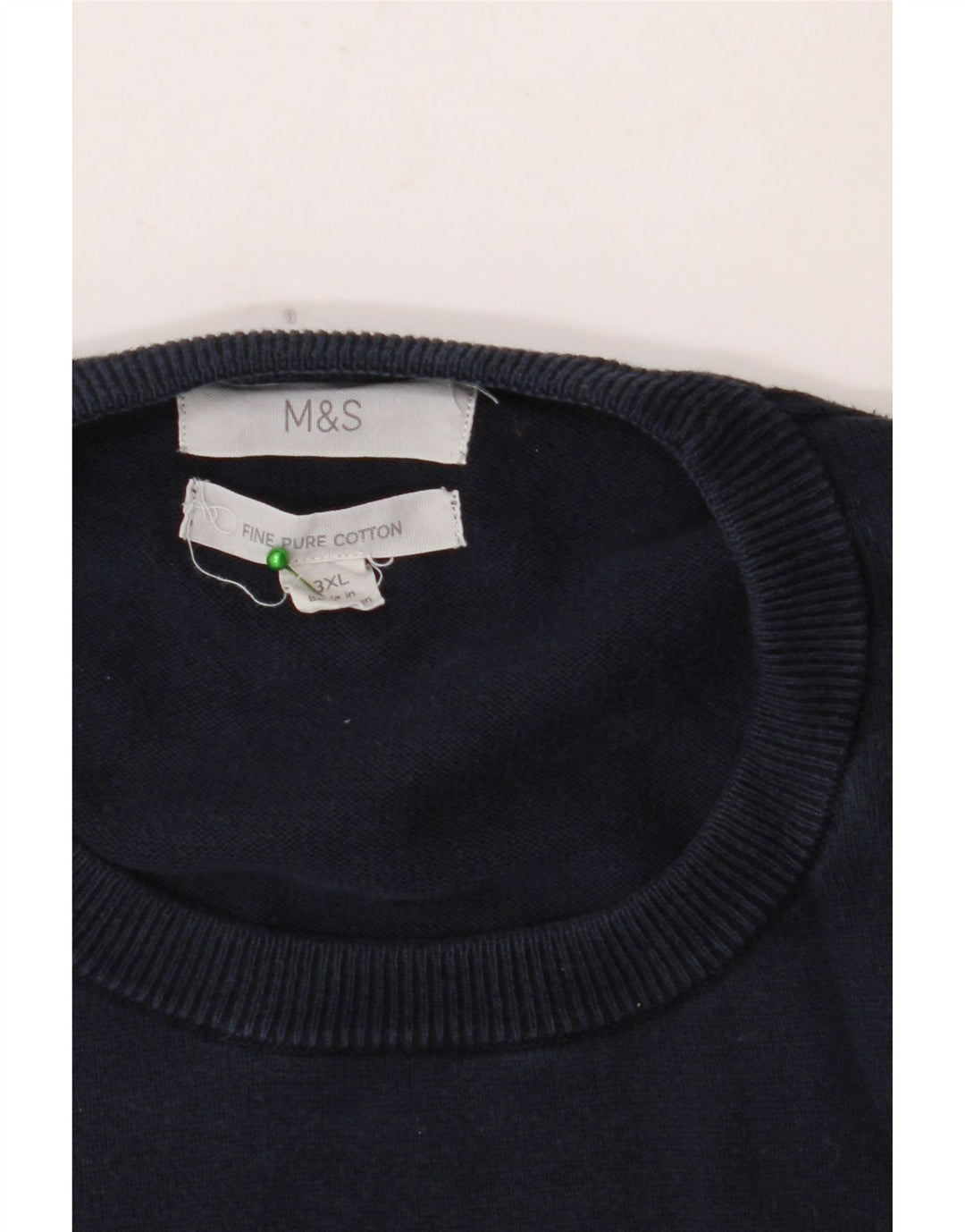MARKS & SPENCER Pull col rond homme 3XL bleu marine coton