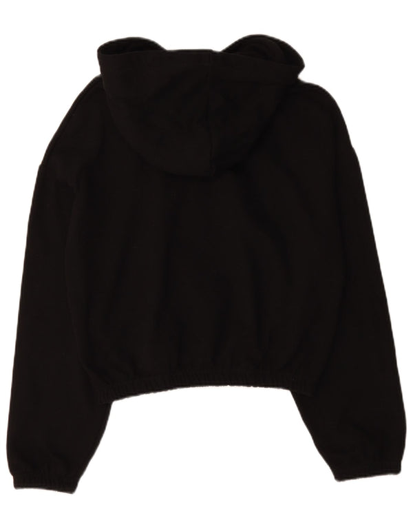 Zara Womens Crop Hoodie Jumper UK 14 Moyen Noir Coton