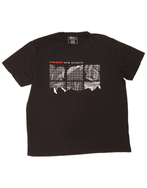 MOUNTAIN WAREHOUSE T-shirt graphique pour hommes, grand, en coton noir