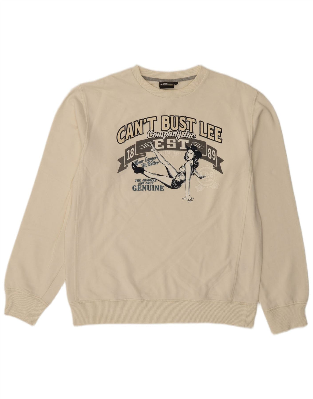Lee Sweat-shirt graphique pour femme UK 16 Grand coton blanc