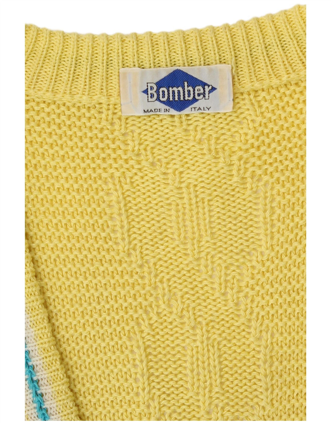 Pull Cardigan Vintage Homme Jaune Moyen
