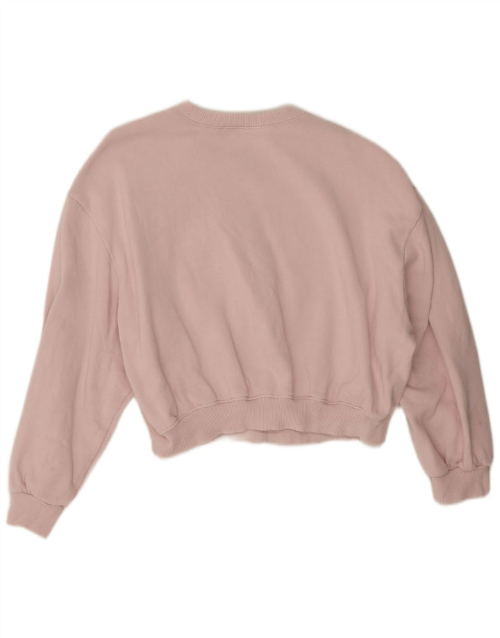 Zara Sweat-shirt court surdimensionné pour femme UK 14 en coton rose moyen