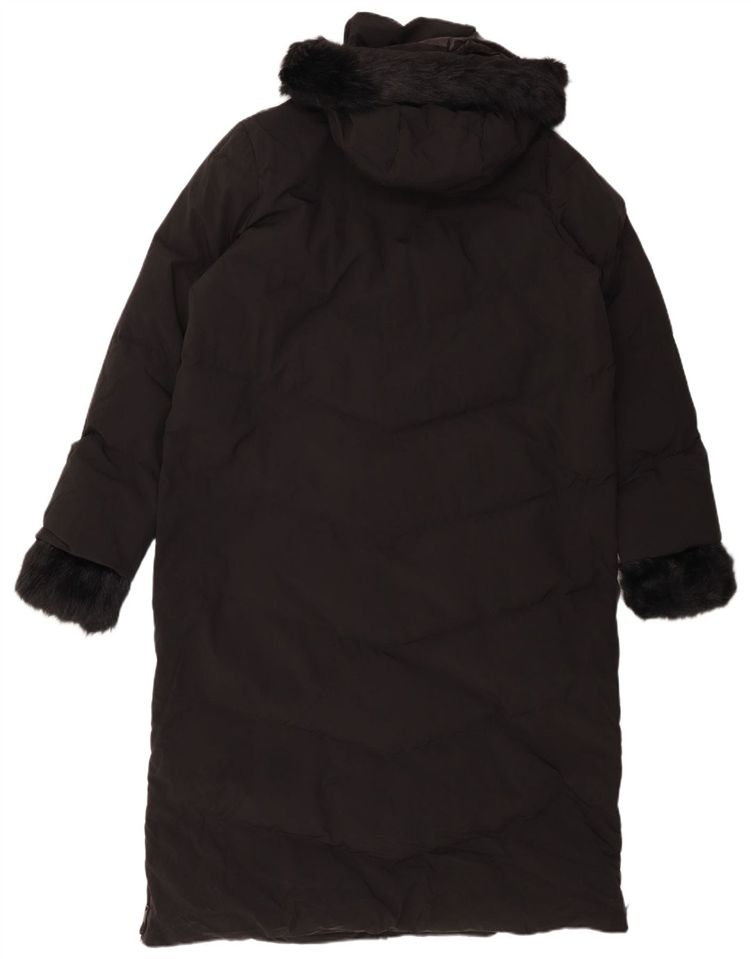 ZARA Manteau matelassé à capuche pour femme UK 16 Large Noir Polyester