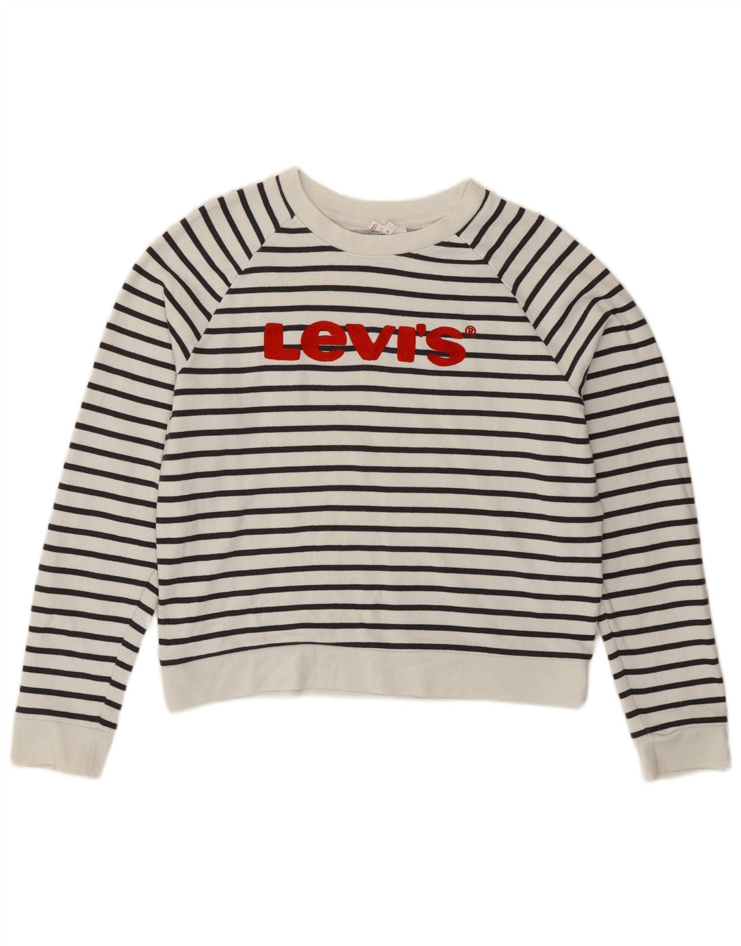 Levi's Sweat-Shirt Graphique Femme UK 14 Medium Blanc Rayé Nautique