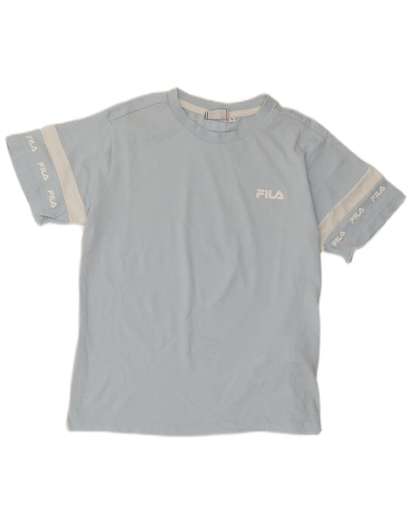 Fila Womens Graphic T-Shirt Top UK 10 Small Bleu Colorblock Coton