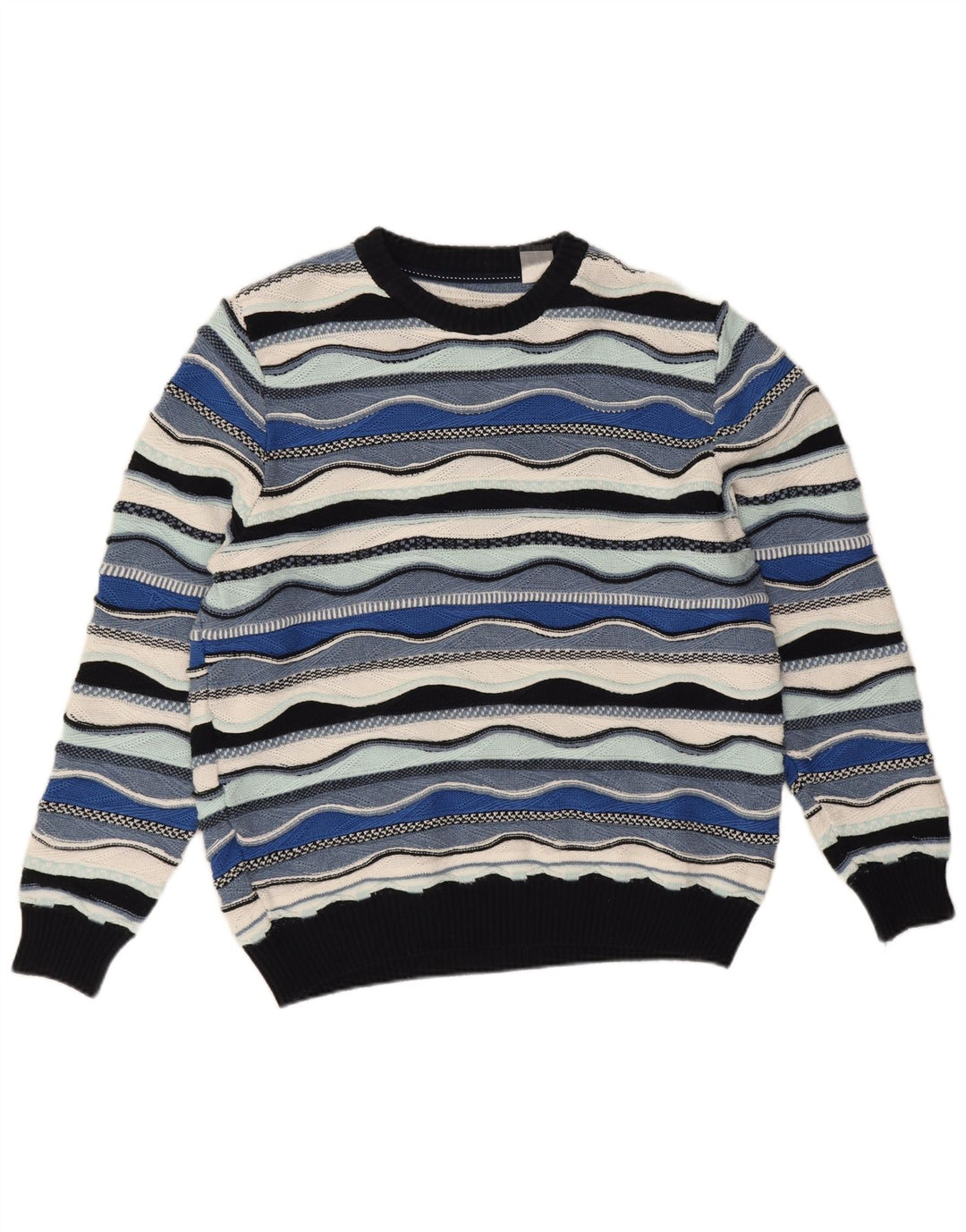 Roger Kent Pull à col rond pour homme EU 52 Large Bleu Colorblock