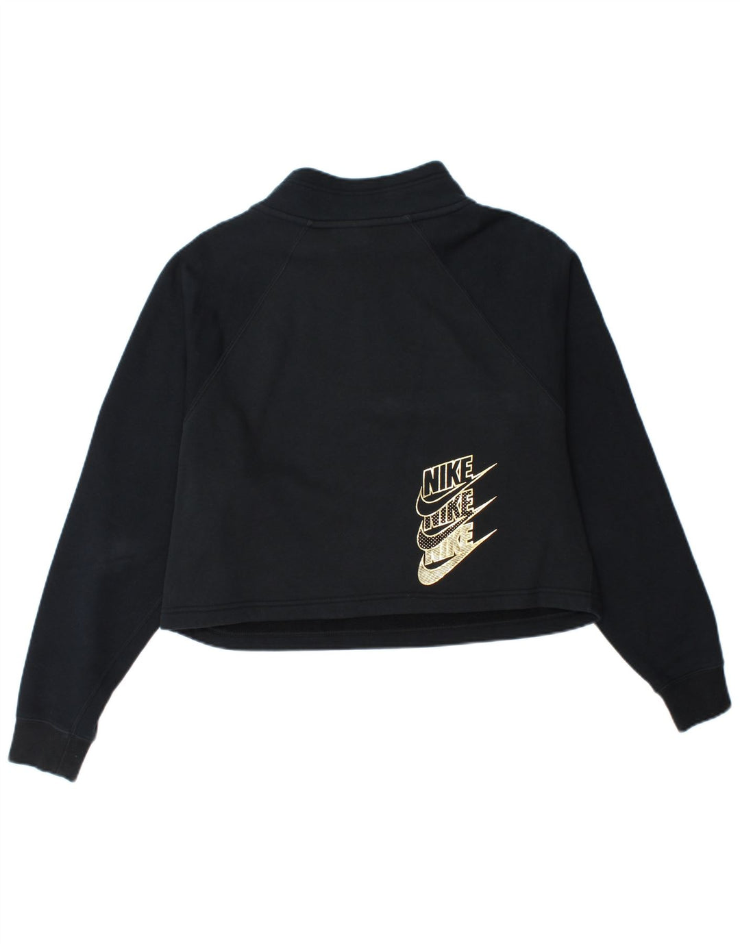 Nike Sweat-shirt graphique à col zippé pour femme UK 14 Bleu marine moyen