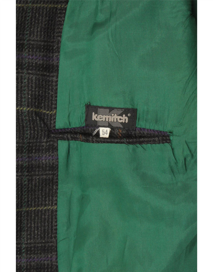 VINTAGE Veste Blazer 2 Boutons Homme IT 54 2XL Laine à Carreaux Gris