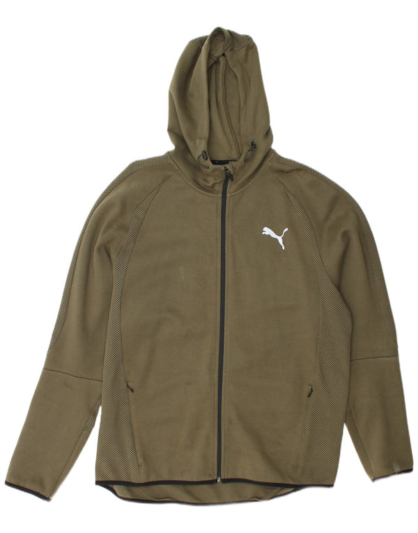 Puma Pull à capuche zippé pour homme 2XL Kaki Coton