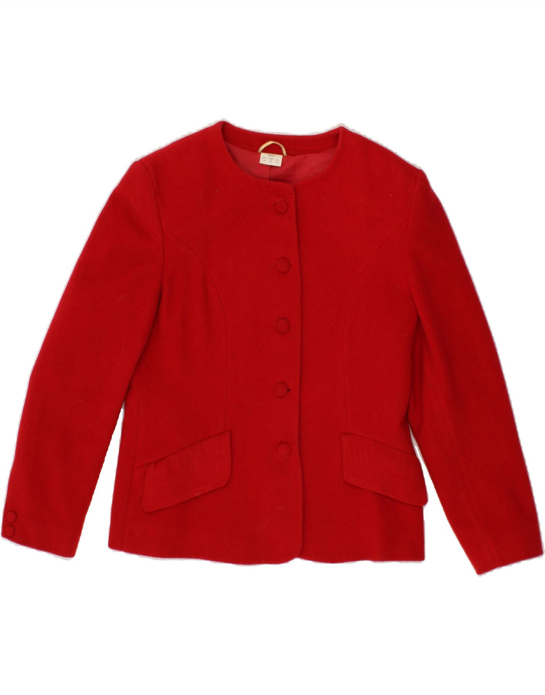 VINTAGE Femme 5 Bouton Blazer Veste UK 14 Grande Laine Rouge