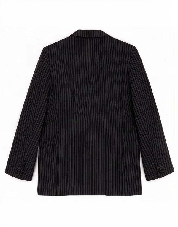 Mirella Mori Veste blazer en velours à 3 boutons pour femme UK 12 Gris moyen rayé