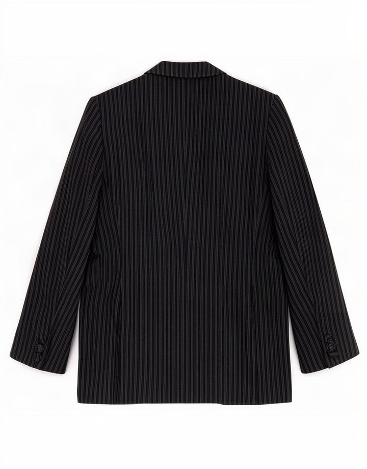 Mirella Mori Veste blazer en velours à 3 boutons pour femme UK 12 Gris moyen rayé