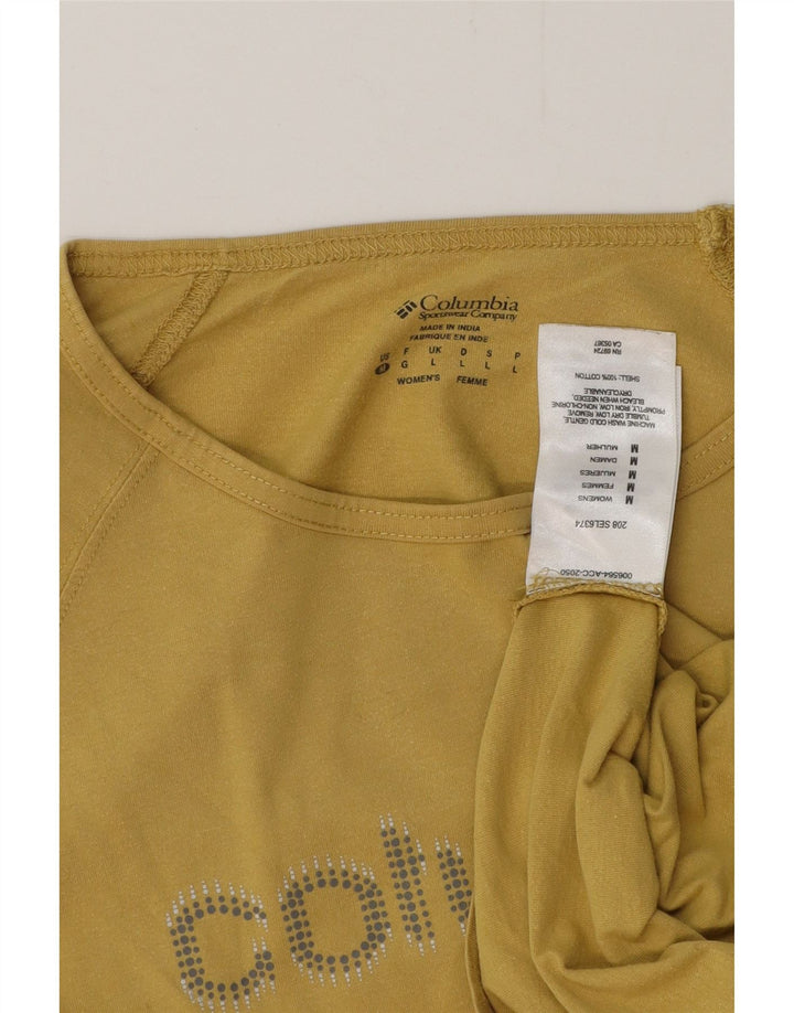 COLUMBIA Haut graphique à manches longues pour femme UK 14 Large Jaune Coton