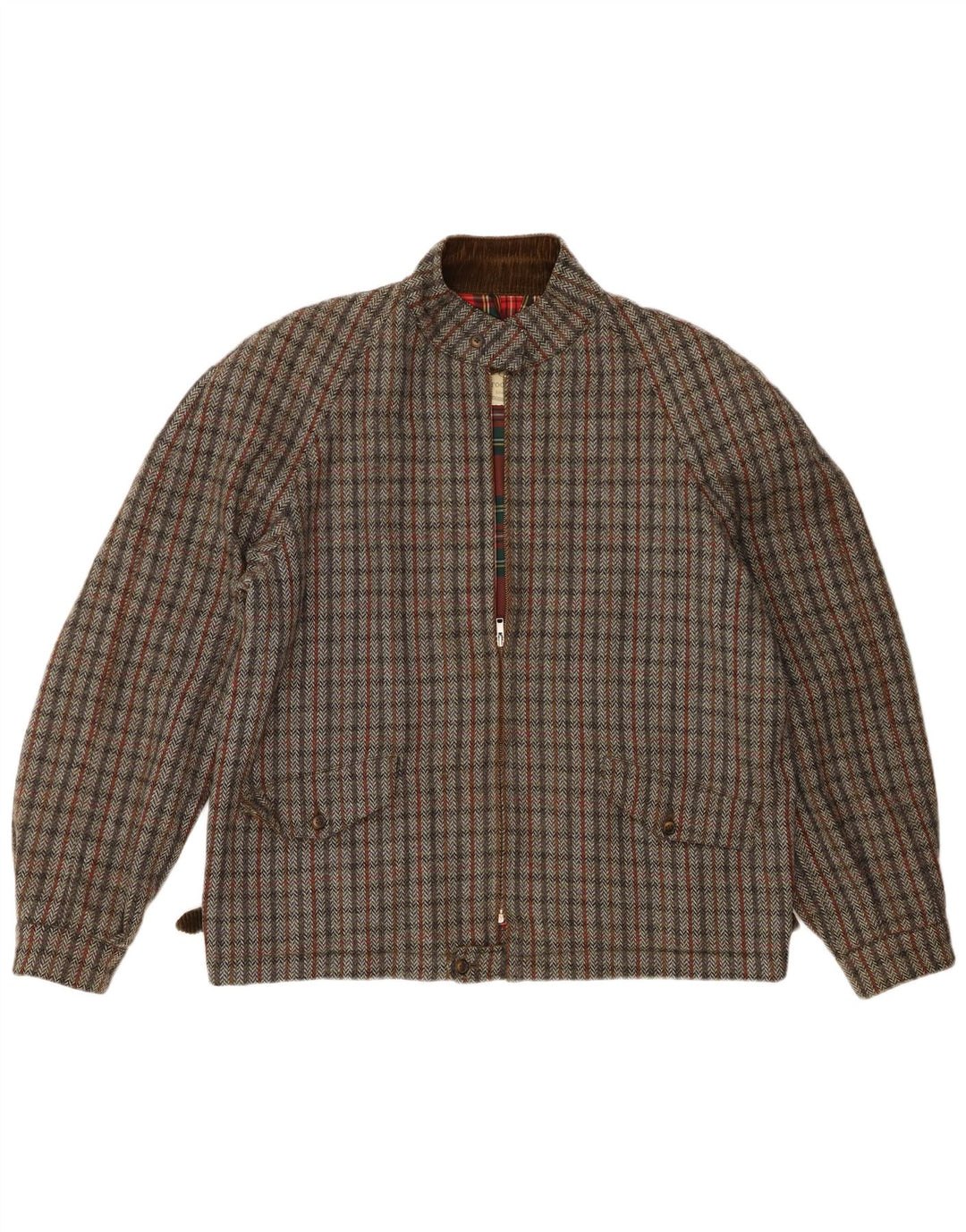 Brooksfield Mens Bomber Jacket EU 52 XL Gris Chevrons Laine Vierge