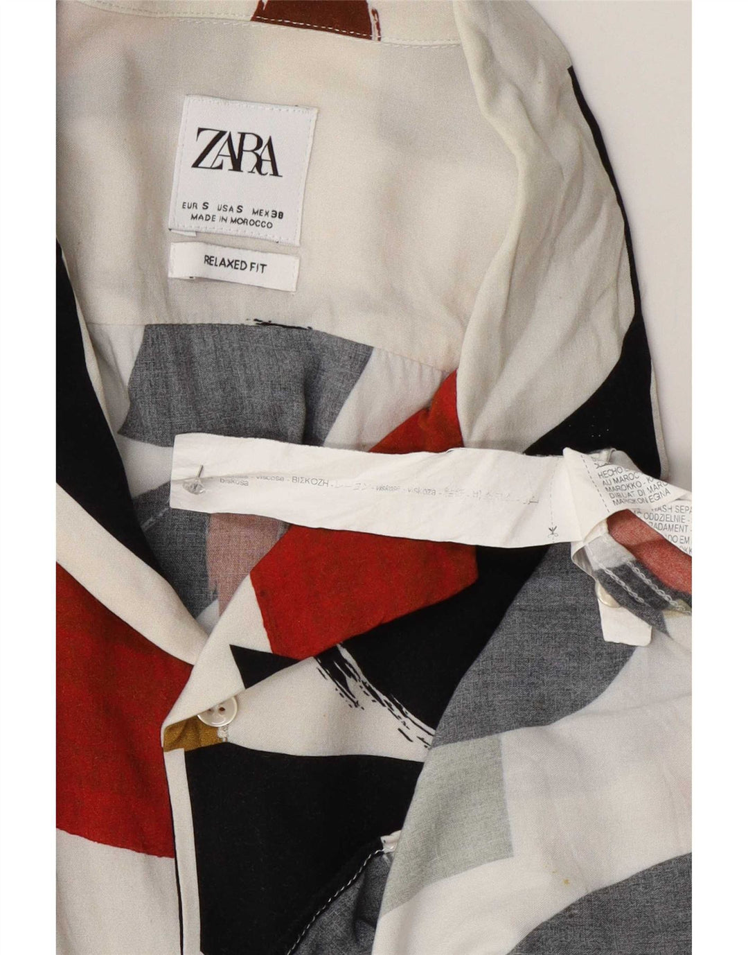Zara Chemise décontractée à manches courtes pour homme Petit motif géométrique multicolore