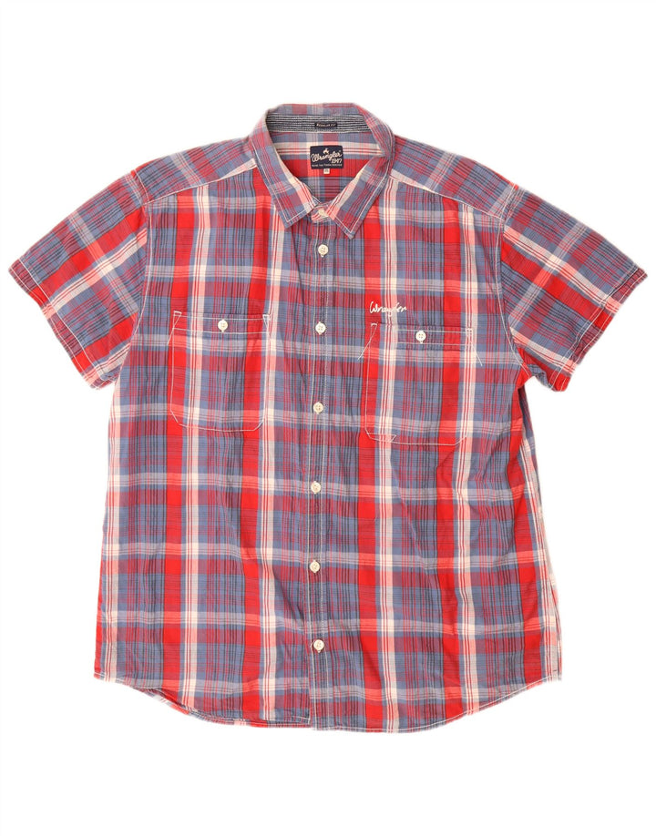 Wrangler Chemise à manches courtes pour homme Coupe régulière 2XL Rouge à carreaux en coton