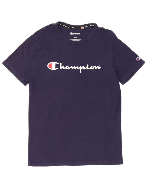 Champion T-Shirt Graphique Homme Petit Bleu Marine Coton