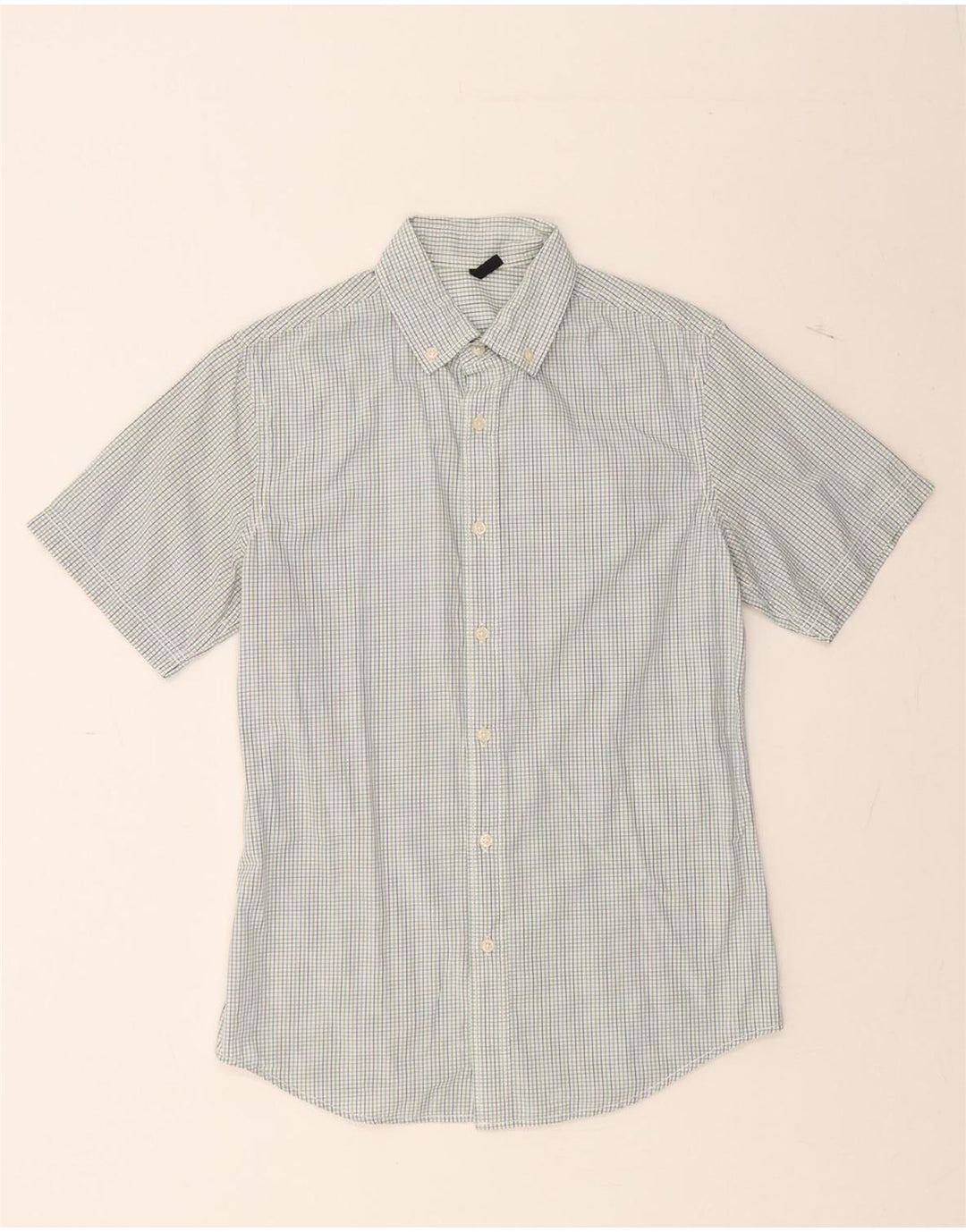 BENETTON Mens Short Sleeve Shirt Small White Check Vintage Benetton and Second-Hand Benetton from Messina Hembry 