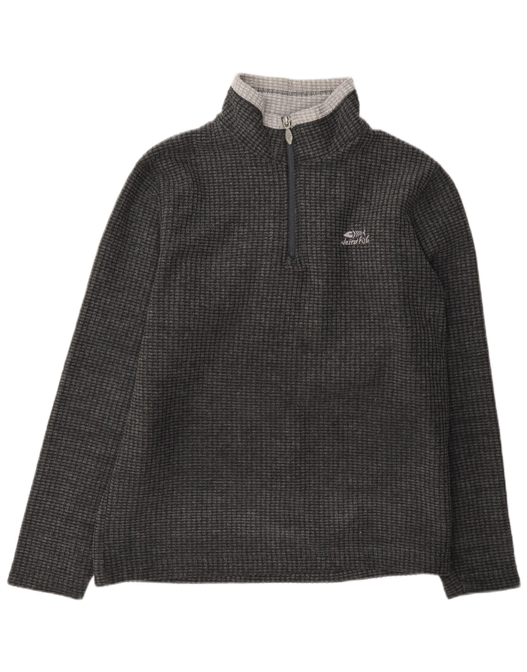 Weird Fish Pull Polaire à Col Zippé pour Homme Gris Moyen Polyester Colorblock