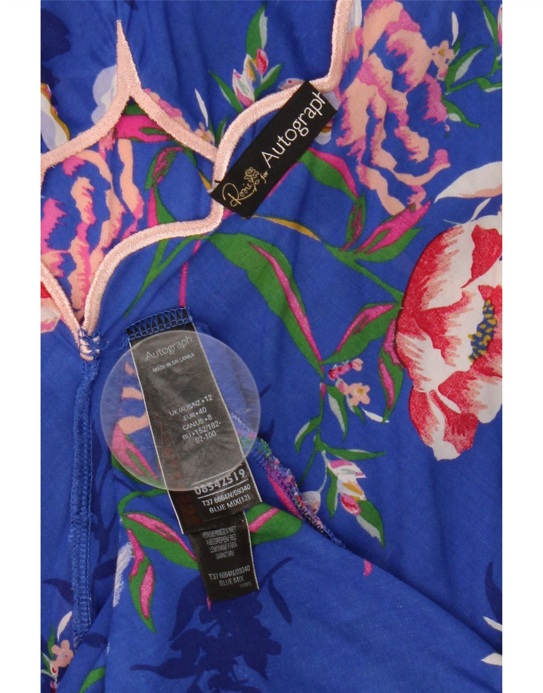 Marks & Spencer Robe d'été autographe pour femme UK 12 Bleu moyen floral
