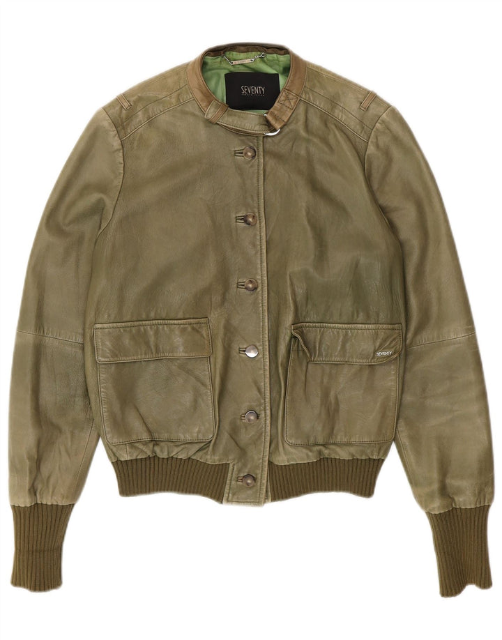 Veste en Cuir Femme Seventy IT 42 Cuir Vert Moyen