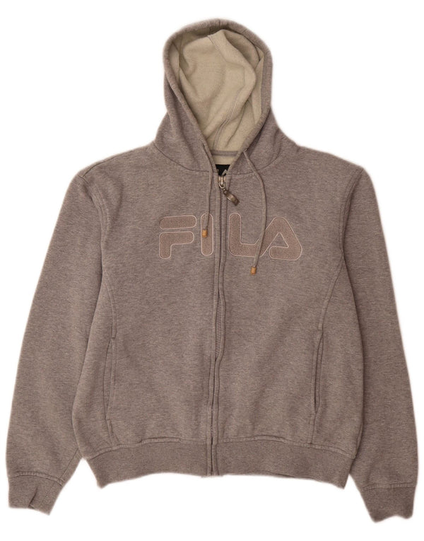 Fila Pull à capuche zippé graphique pour femme UK 10 Small Gris Coton