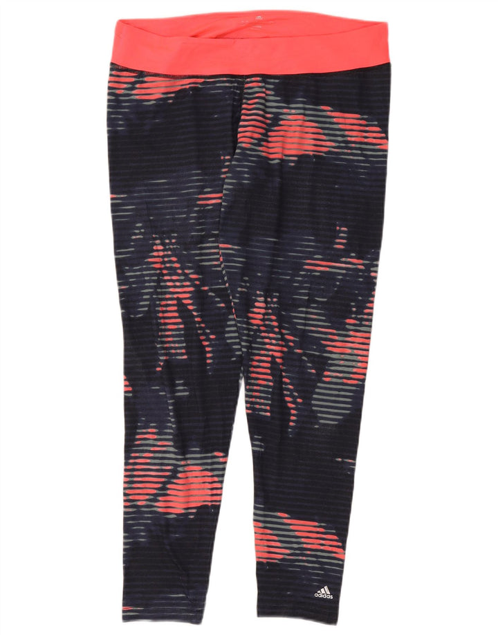 ADIDAS Femmes Climalite Leggings UK 16/18 Grand Bleu Marine Floral