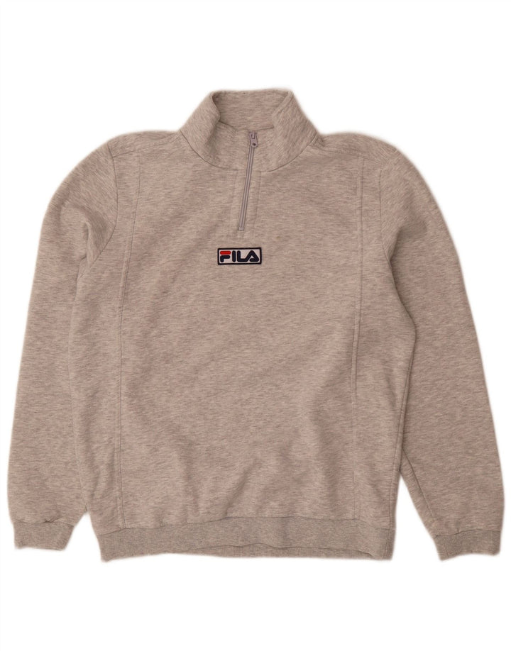 Fila Sweat-Shirt Col Zippé Homme Gris Moyen Moucheté Coton