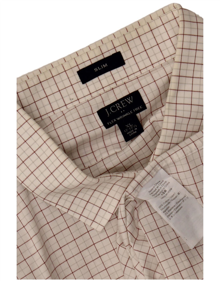 J. CREW Chemise Slim Homme Taille 17 1/2 XL Coton à Carreaux Blanc