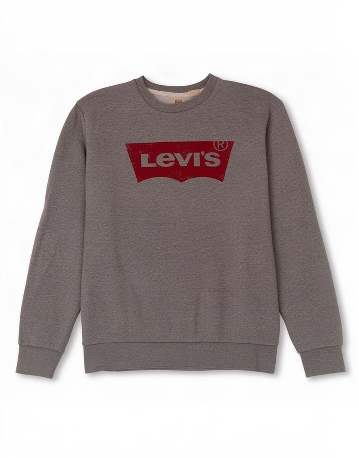 Levi's Graphic Sweatshirt Jumper Small Homme Gris Coton