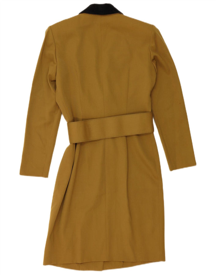 vintage Femme Double Breasted Coat IT 44 Moyen Kaki Colourblock Laine
