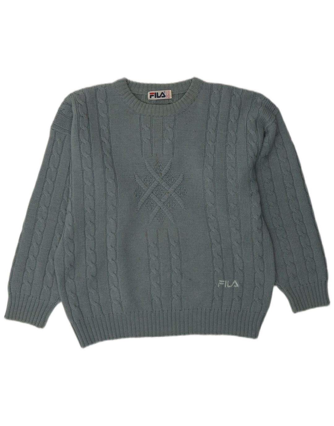 FILA Pull ample à col rond pour homme IT 50 Bleu moyen en laine