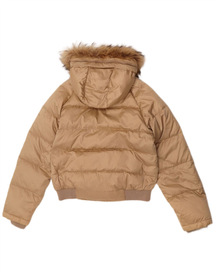 Geox Veste matelassée à capuche pour femme UK 10 Small Beige Polyamide